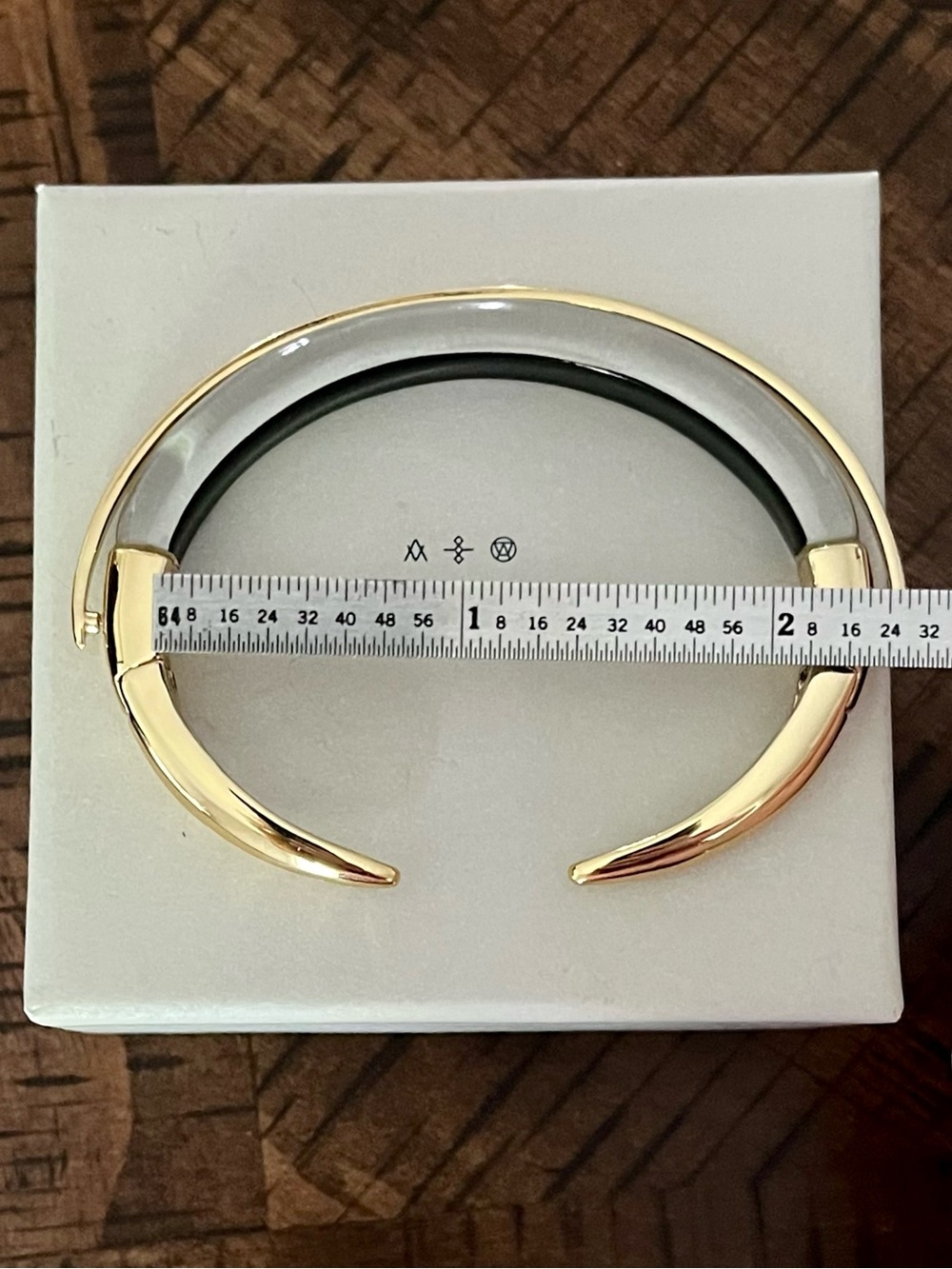 Alexis Bittar Orbital Lucite Dark Grey Black & Golden Bangle Bracelet - Picture 5 of 17